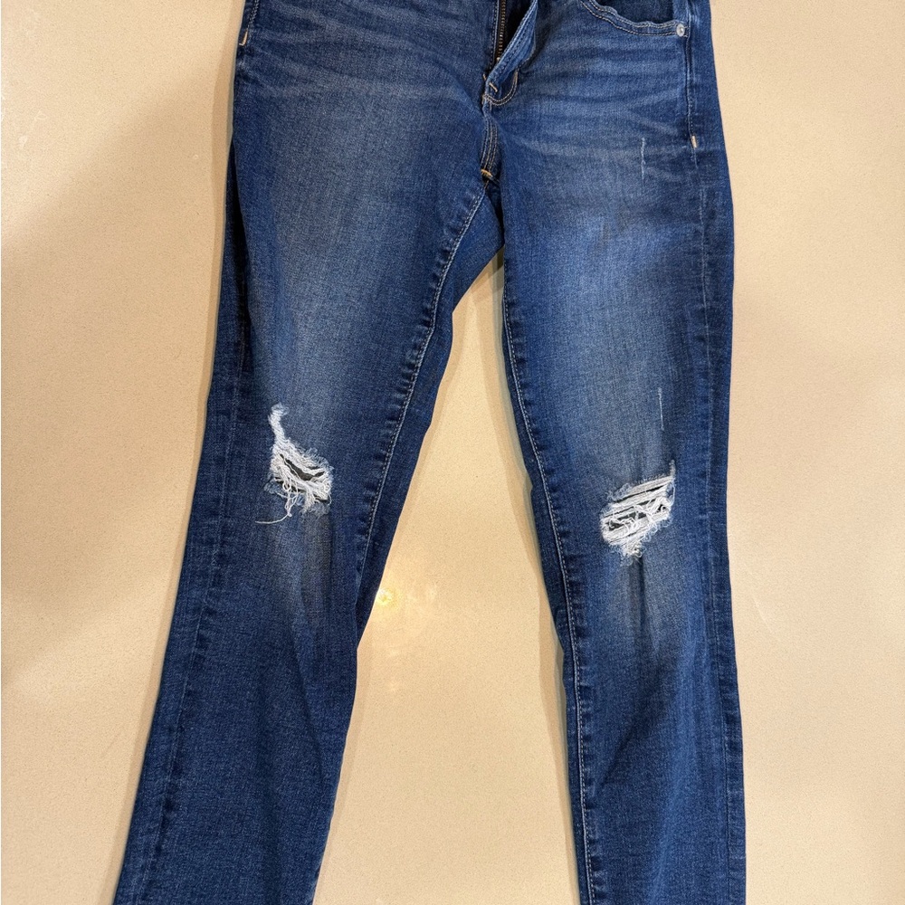 GAP Women's Distressed Dark Blue Skinny Jeans